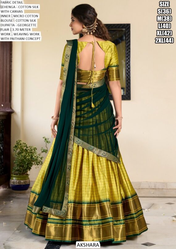 Weaving Work Paithani Concept Cotton Silk Lehenga Choli In Four Colours!