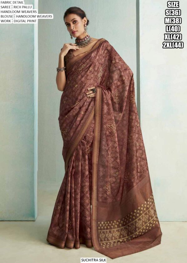 Festive Wear Digital Printed Rich Pallu Handloom Weaving Saree With Blouse