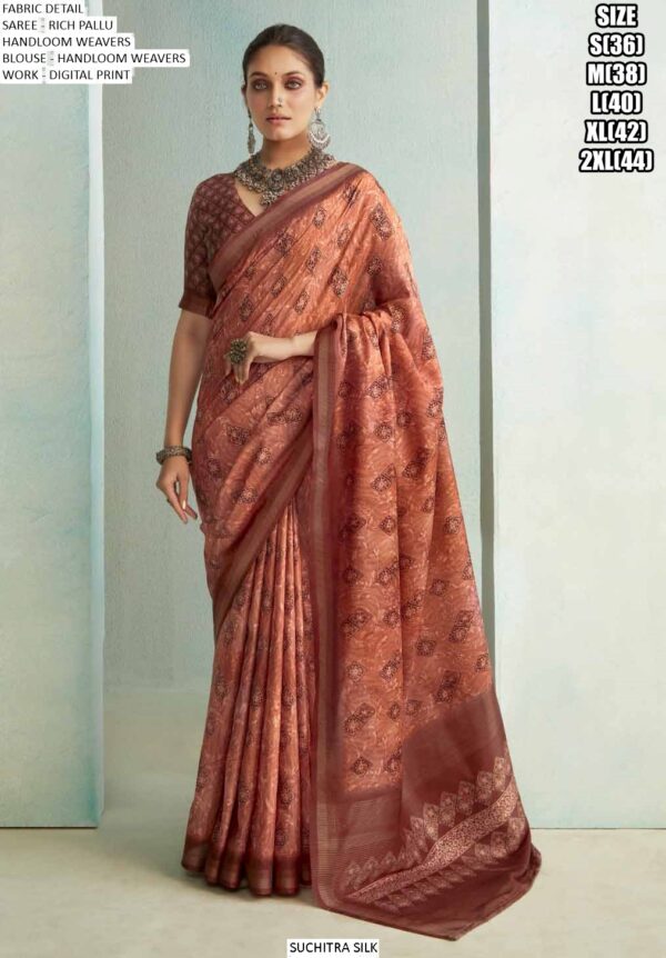 Festive Wear Digital Printed Rich Pallu Handloom Weaving Saree With Blouse