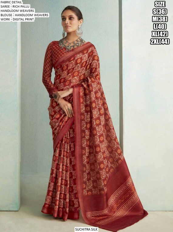 Festive Wear Digital Printed Rich Pallu Handloom Weaving Saree With Blouse