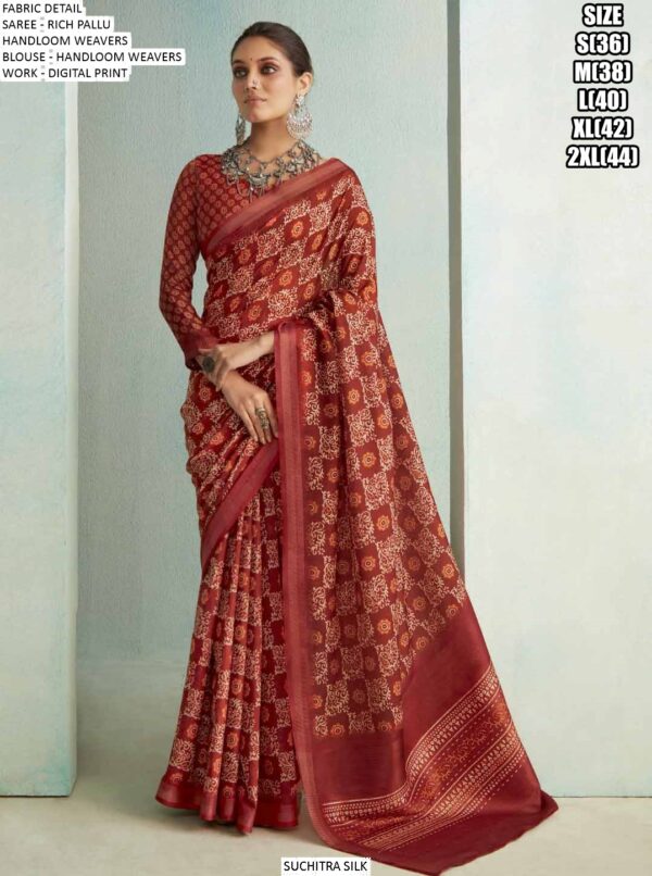 Festive Wear Digital Printed Rich Pallu Handloom Weaving Saree With Blouse