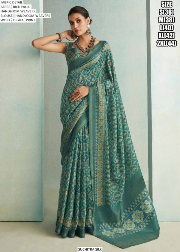 Festive Wear Digital Printed Rich Pallu Handloom Weaving Saree With Blouse