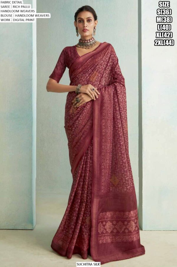 Festive Wear Digital Printed Rich Pallu Handloom Weaving Saree With Blouse