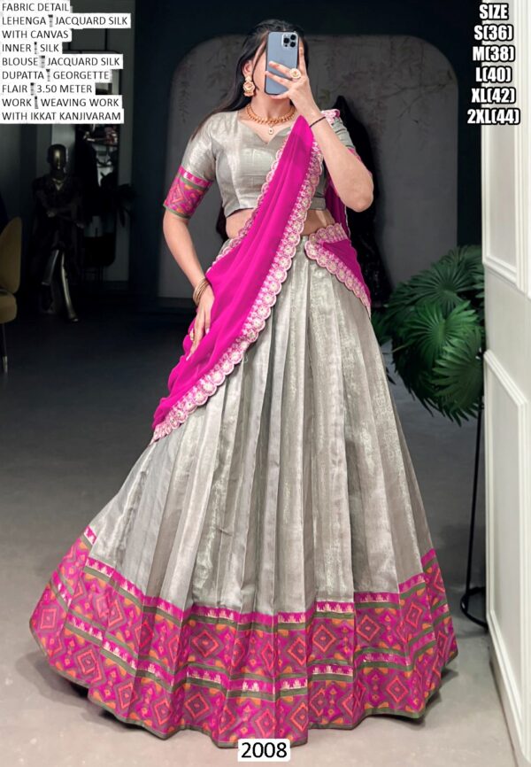 Beautiful Weaving Work Ikkat Kanjivaram South Indian Lehenga Choli Sets