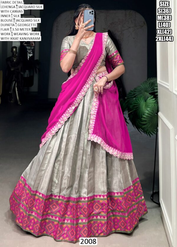 Beautiful Weaving Work Ikkat Kanjivaram South Indian Lehenga Choli Sets