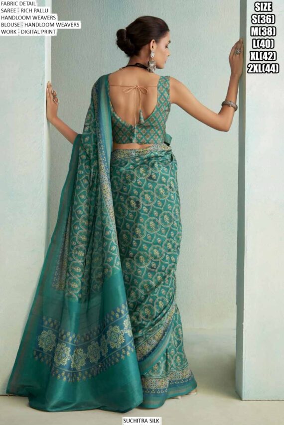 Festive Wear Digital Printed Rich Pallu Handloom Weaving Saree With Blouse