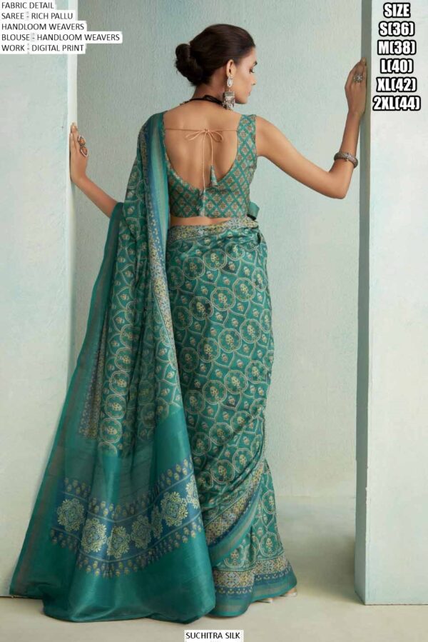 Festive Wear Digital Printed Rich Pallu Handloom Weaving Saree With Blouse