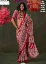 Printed Ajrakh Satin Crape Festive Wear Sarees With Ethnic Artistic Patterns