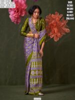 Printed Ajrakh Satin Crape Festive Wear Sarees With Ethnic Artistic Patterns