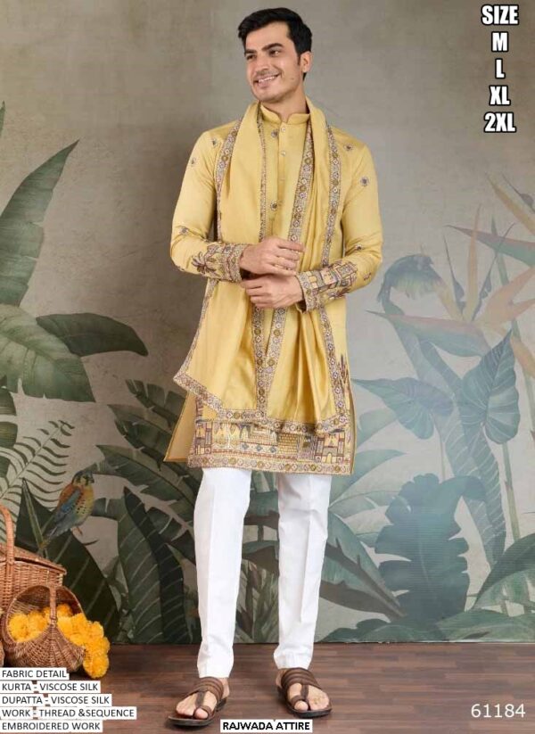 Viscose Silk Embroidery Designer Readymade Wedding Wear Kurta With Dupatta