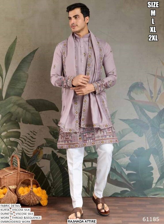 Viscose Silk Embroidery Designer Readymade Wedding Wear Kurta With Dupatta