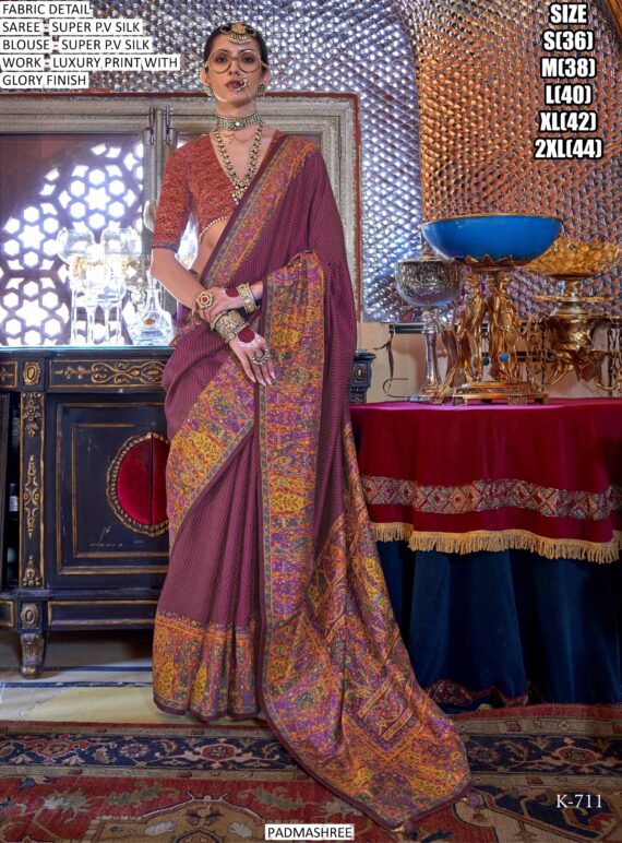 Explore The Elegant Padmashree Series Super P.v Silk Luxury Printed Sarees