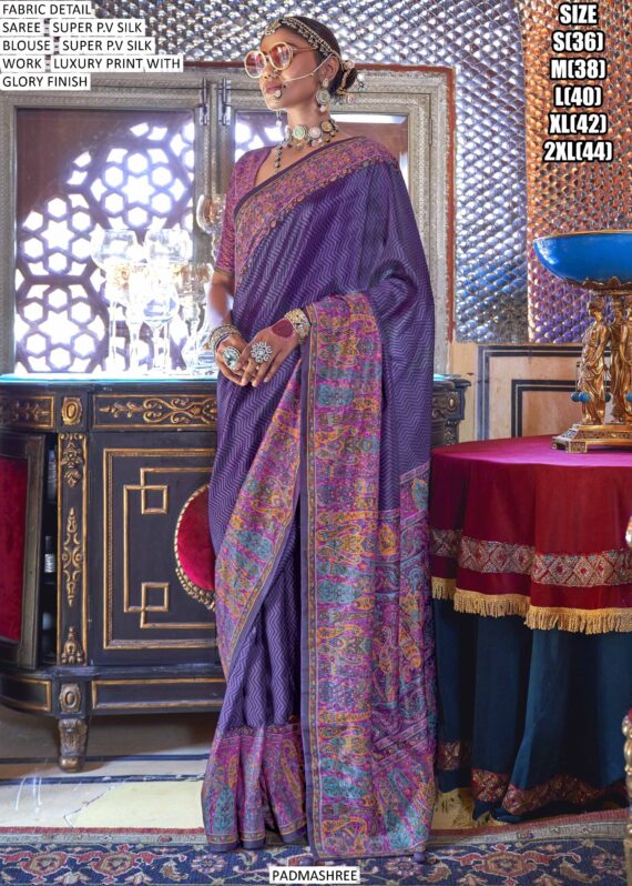 Explore The Elegant Padmashree Series Super P.v Silk Luxury Printed Sarees