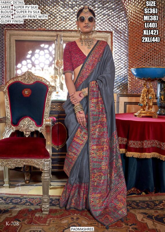 Explore The Elegant Padmashree Series Super P.v Silk Luxury Printed Sarees