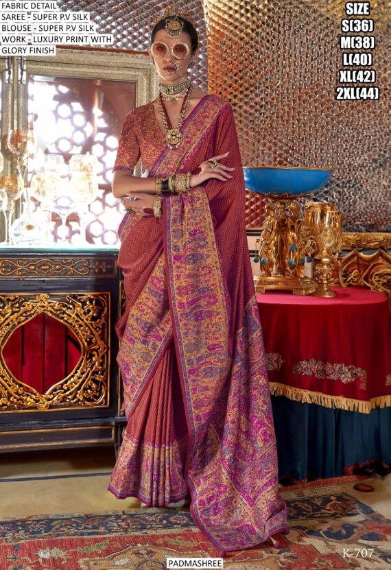 Explore The Elegant Padmashree Series Super P.v Silk Luxury Printed Sarees