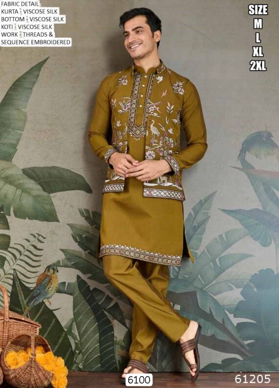 New Exclusive Festival Men's Wear Open Jacket Style Kurta With Pant Collection