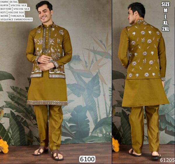 New Exclusive Festival Men's Wear Open Jacket Style Kurta With Pant Collection