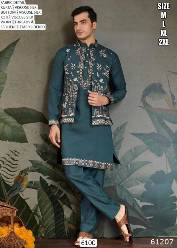 New Exclusive Festival Men's Wear Open Jacket Style Kurta With Pant Collection