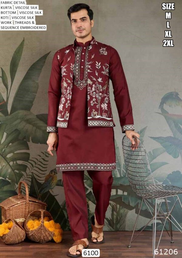 New Exclusive Festival Men's Wear Open Jacket Style Kurta With Pant Collection