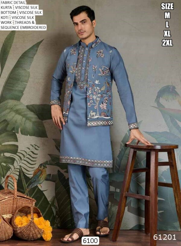 New Exclusive Festival Men's Wear Open Jacket Style Kurta With Pant Collection