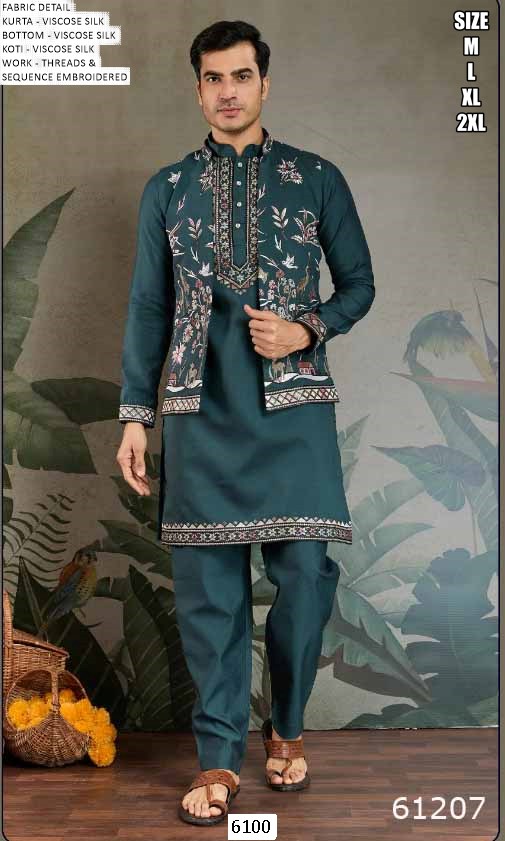New Exclusive Festival Men's Wear Open Jacket Style Kurta With Pant Collection