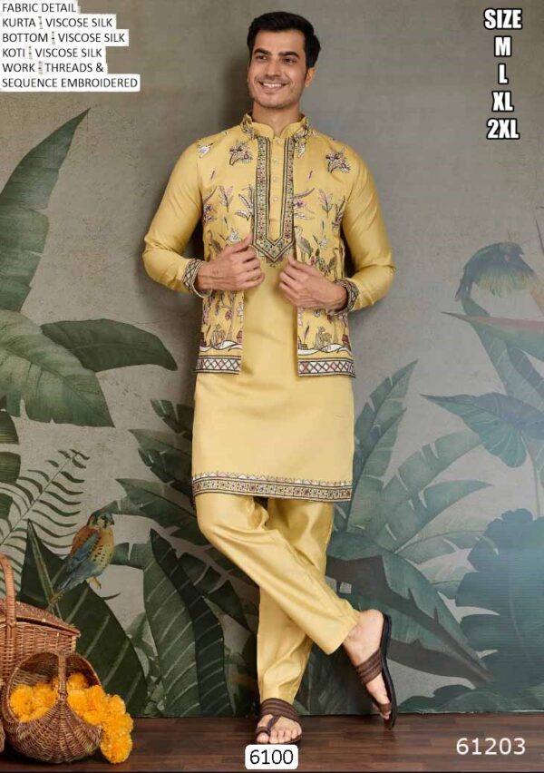 New Exclusive Festival Men's Wear Open Jacket Style Kurta With Pant Collection