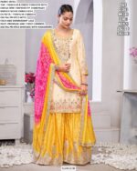 Functions Wear Premium And Finest Chinon Sharara Suit With Mirror And Zari Work