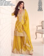 Readymade Real Chinon Occasion Wear Plazo Style Three-Piece Salwar Kameez Suits