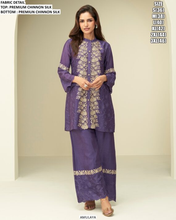 Premium Readymade Chinon Silk Party Wear Co-ord Sets In Beautiful Two Colours!