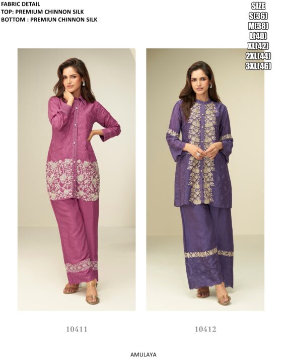 Premium Readymade Chinon Silk Party Wear Co-ord Sets In Beautiful Two Colours!