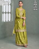 Presenting Latest Collections Of : - Lovely Embroidery Designer Premium Chinon Silk Plazo Dresses