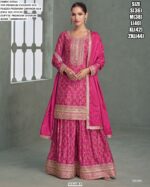 Presenting Latest Collections Of : - Lovely Embroidery Designer Premium Chinon Silk Plazo Dresses