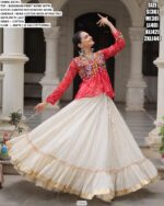 Navratri Lehenga Choli - Attractive Gota Patti Lace Kora Cotton Lehenga With Bandhani Printed Top