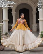 Navratri Lehenga Choli - Attractive Gota Patti Lace Kora Cotton Lehenga With Bandhani Printed Top