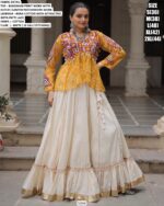 Navratri Lehenga Choli - Attractive Gota Patti Lace Kora Cotton Lehenga With Bandhani Printed Top