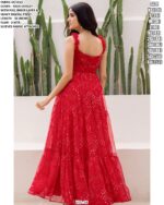 Faux Georgette Printed Resort-Wear Floor-Length Readymade Gown [With Attached Sleeves Fabric]