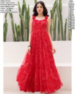 Faux Georgette Printed Resort-Wear Floor-Length Readymade Gown [With Attached Sleeves Fabric]