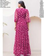 Faux Georgette Printed Resort-Wear Floor-Length Readymade Gown [With Attached Sleeves Fabric]