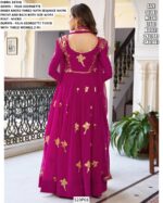 Buy New Anarkali Faux Georgette Birds Designer Wedding Wear Gown With Dupatta