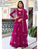 Buy New Anarkali Faux Georgette Birds Designer Wedding Wear Gown With Dupatta