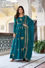 Buy New Anarkali Faux Georgette Birds Designer Wedding Wear Gown With Dupatta