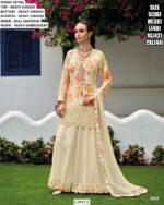 Heavy Embroidered Chinon Ceremonial Readymade Salwar Kameez (Gharara Suits)
