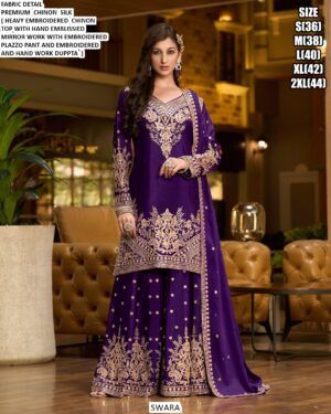 Party Wear Chinon Silk Heavy Embroidered Readymade Indian-Pakistani Suits