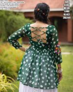 Faux Georgette Traditional Kutchi Work Navratri Wear Top With White Lehenga