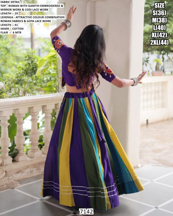 Attractive Colour Combination Roman Silk Navratri Wear Lehenga Choli
