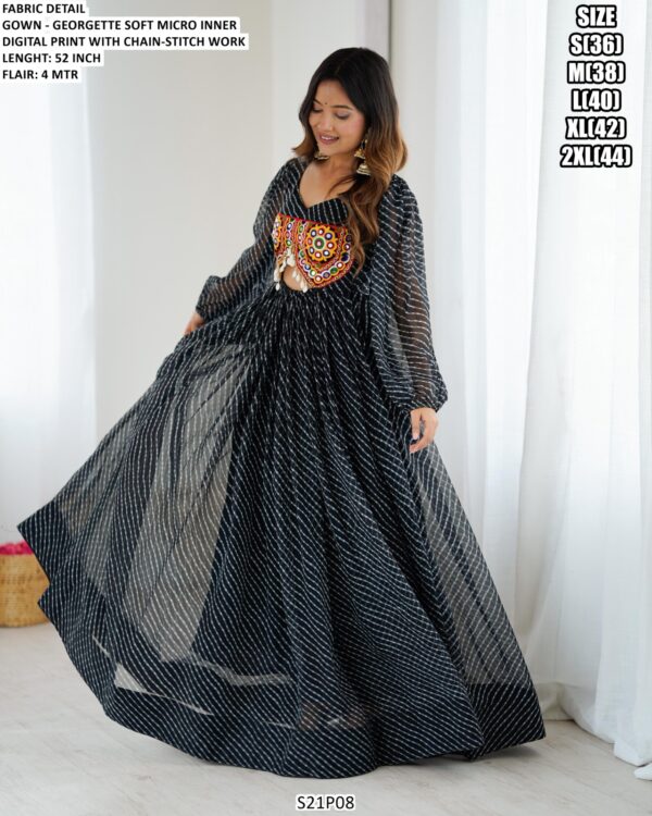Make A Graceful Statement In This Navratri 2025 With Our Newly Launched Black Georgette Gown