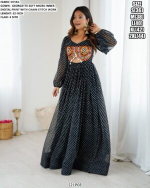 Make A Graceful Statement In This Navratri 2025 With Our Newly Launched Black Georgette Gown