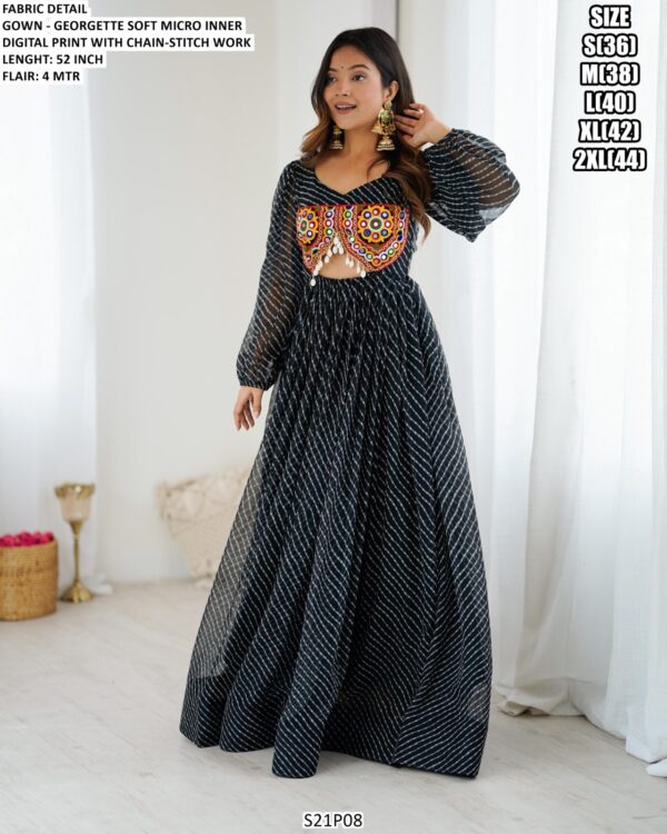 Make A Graceful Statement In This Navratri 2025 With Our Newly Launched Black Georgette Gown
