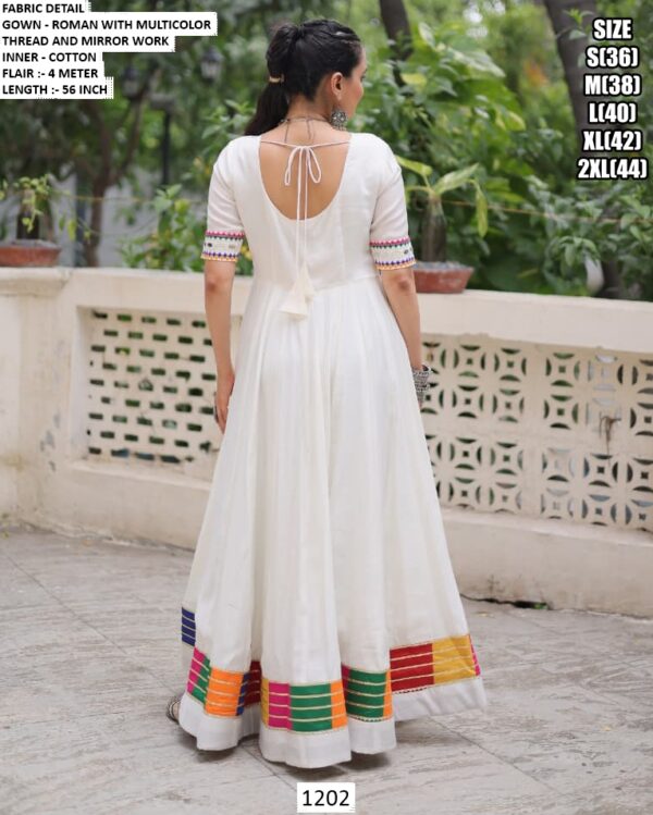 Navratri Special Beautiful Multi-Colour Thread Work Gowns In Roman Silk
