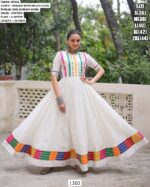 Navratri Special Beautiful Multi-Colour Thread Work Gowns In Roman Silk